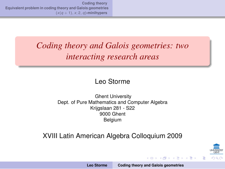 coding theory and galois geometries two interacting