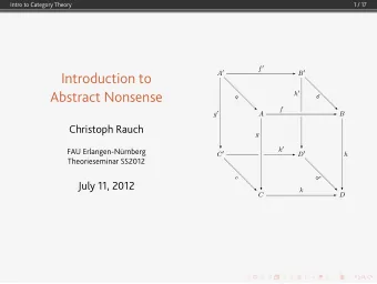 Abstract Nonsense  Introduction to  1 / 17  Intro to Category Theory  .  .  .  . f   B  A