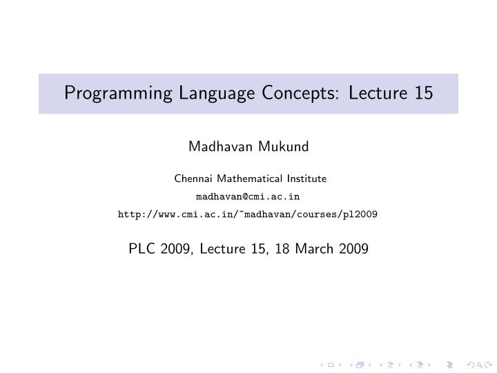 programming language concepts lecture 15