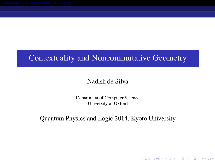 contextuality and noncommutative geometry
