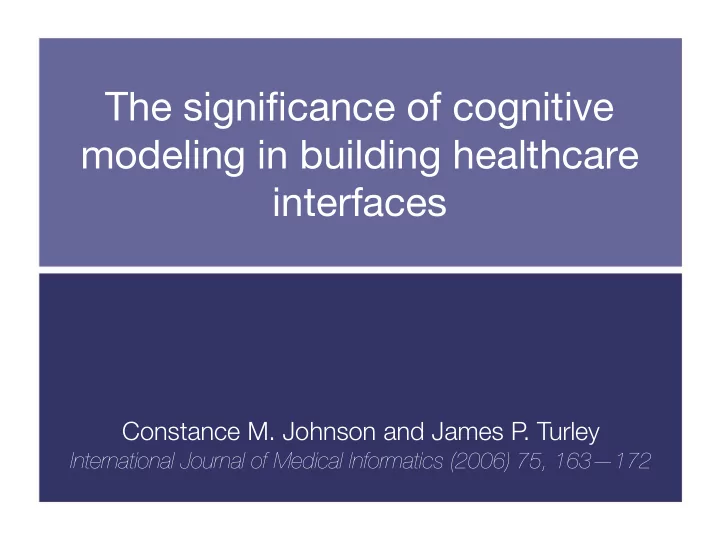 the significance of cognitive modeling in building