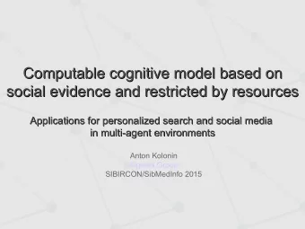Computable cognitive model based on  based on  Computable cognitive model  social evidence and