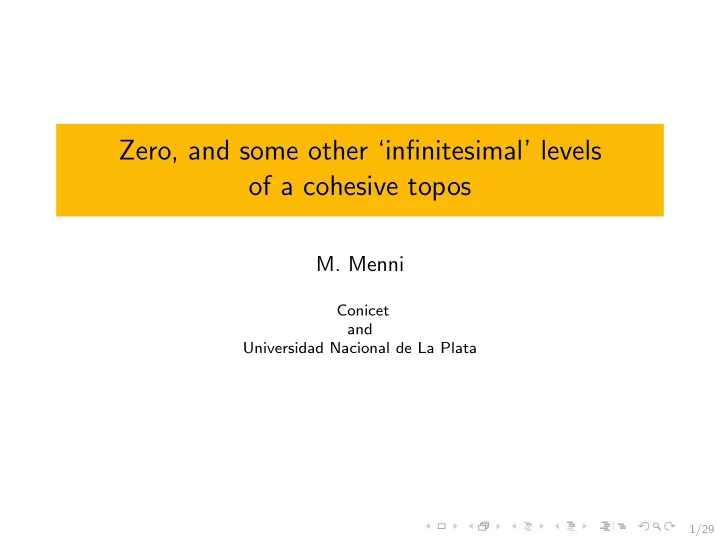 zero and some other infinitesimal levels of a cohesive