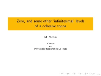 Zero, and some other infinitesimal levels  of a cohesive topos  M. Menni  Conicet  and