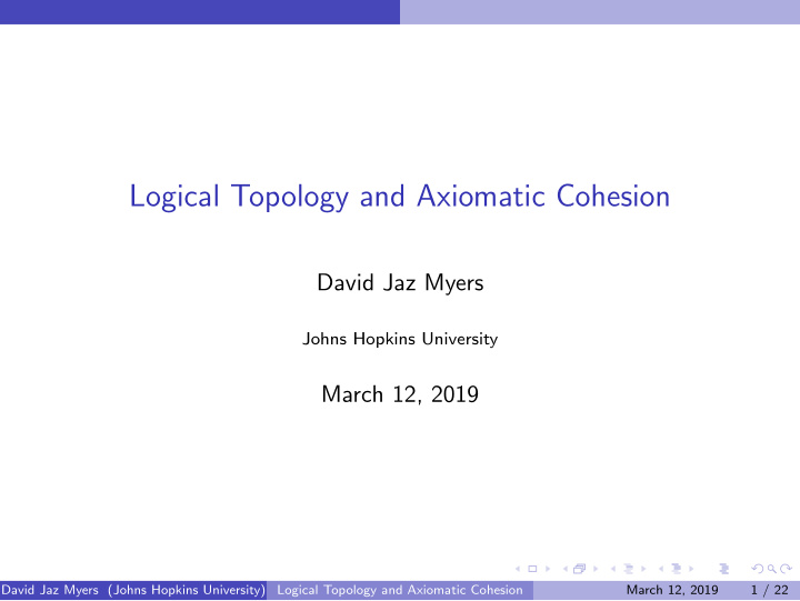 logical topology and axiomatic cohesion