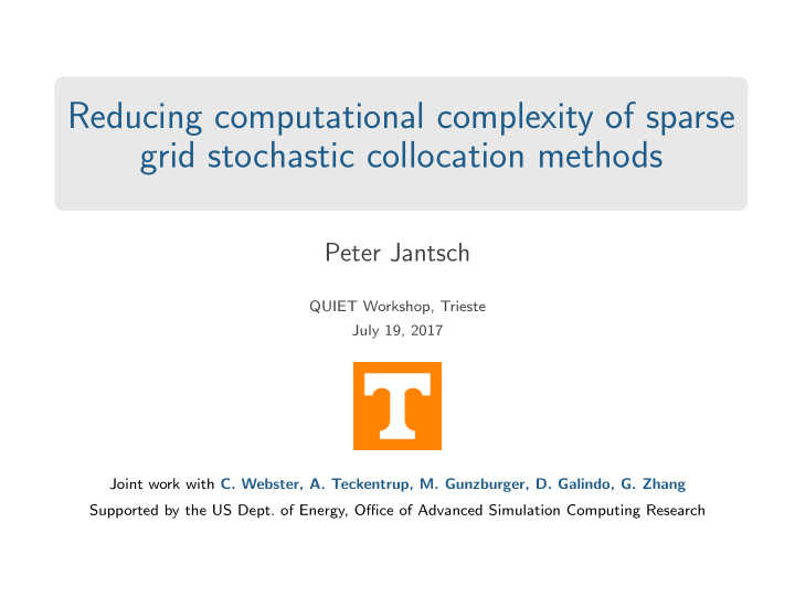 reducing computational complexity of sparse grid