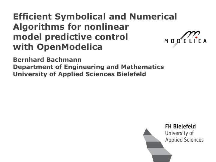 efficient symbolical and numerical algorithms for