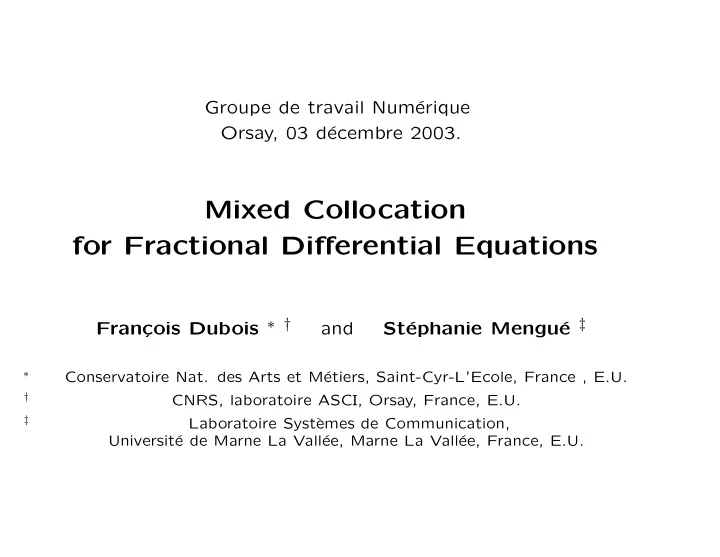 mixed collocation for fractional differential equations