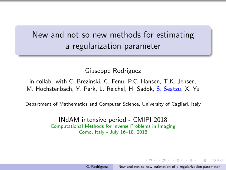 new and not so new methods for estimating a