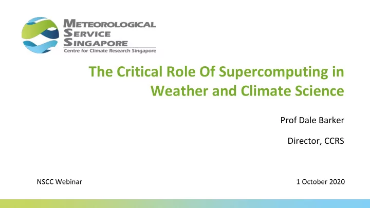 the critical role of supercomputing in weather and