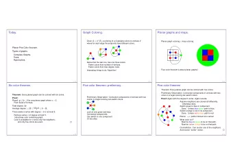 Today.  Graph Coloring.  Planar graphs and maps. Given G = ( V , E ) , a coloring of a G assigns