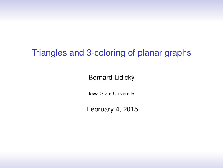 triangles and 3 coloring of planar graphs
