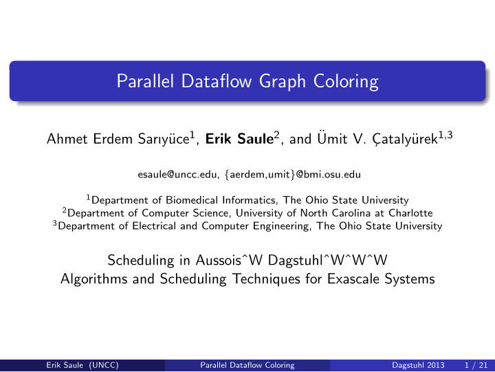parallel dataflow graph coloring