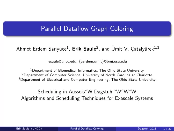 parallel dataflow graph coloring