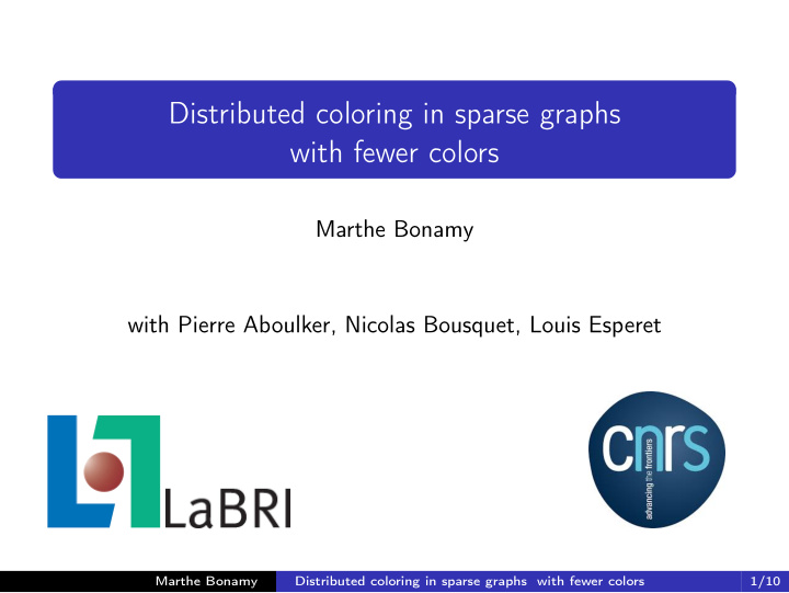 distributed coloring in sparse graphs with fewer colors