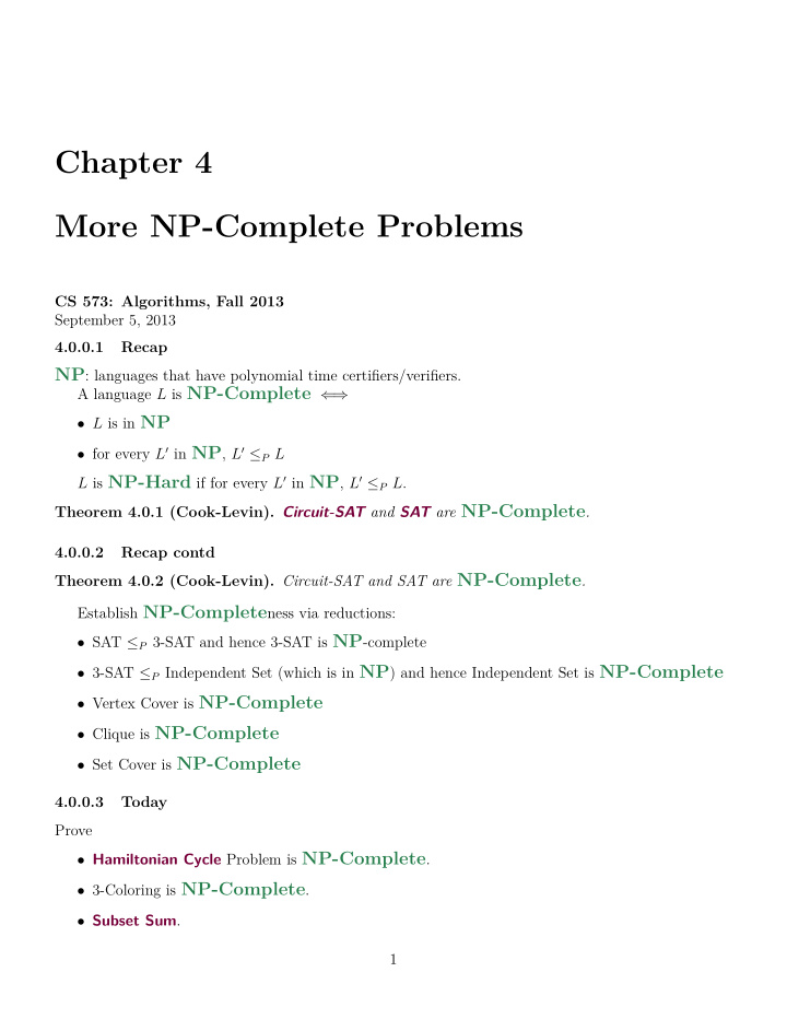 chapter 4 more np complete problems