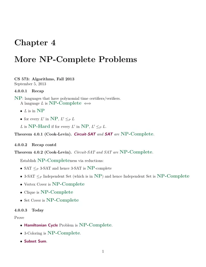 chapter 4 more np complete problems