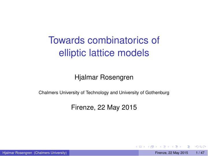 towards combinatorics of elliptic lattice models