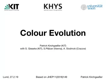 Colour Evolution Patrick Kirchgaeer (KIT)  with S. Gieseke (KIT), S.Pltzer (Vienna), A. Siodmok