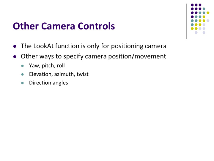 other camera controls