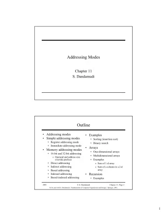 Addressing Modes  Chapter 11  S. Dandamudi  Outline   Addressing modes   Examples   Simple