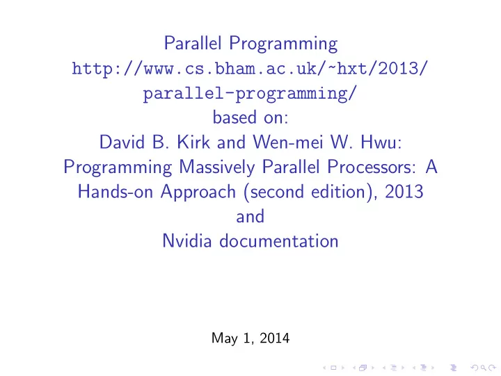 parallel programming http cs bham ac uk hxt 2013 parallel