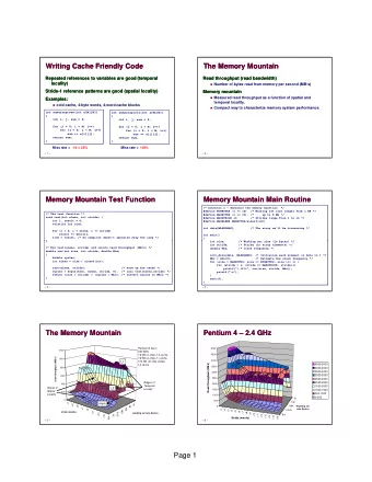 Page 1  Ridges of Temporal Locality  Ridges of Temporal Locality  Pentium 4  Pentium 4  Memory