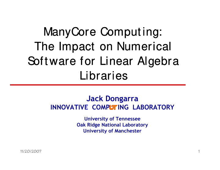 manycore manycore computing manycore manycore computing