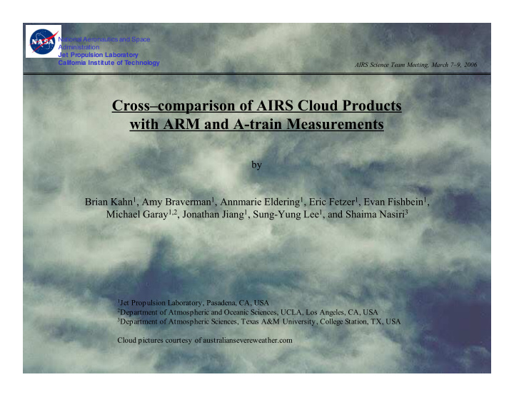 cross comparison of airs cloud products with arm and a