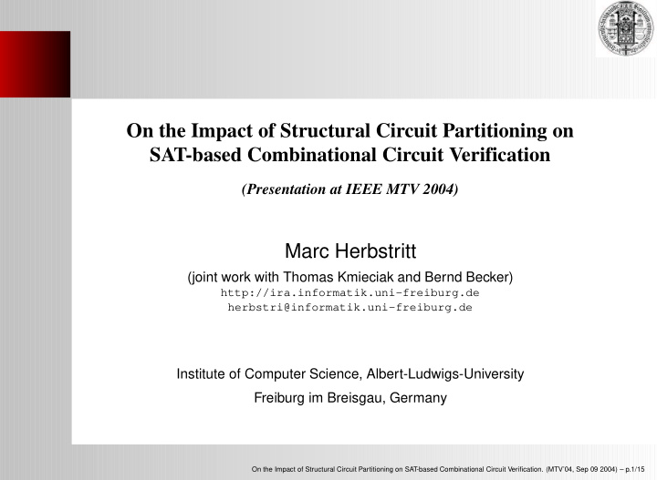 on the impact of structural circuit partitioning on sat