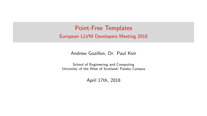 point free templates