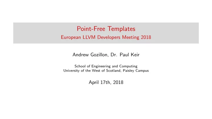 point free templates