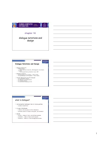 dialogue notations and  design  Dialogue Notations and Design    Dialogue Notations
