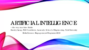 ART  I  F  I  CI  AL  I  NT  E  L  L  I  GE  NCE  -- the  wa y ma c hine  thinks  Sta nle y L  ia