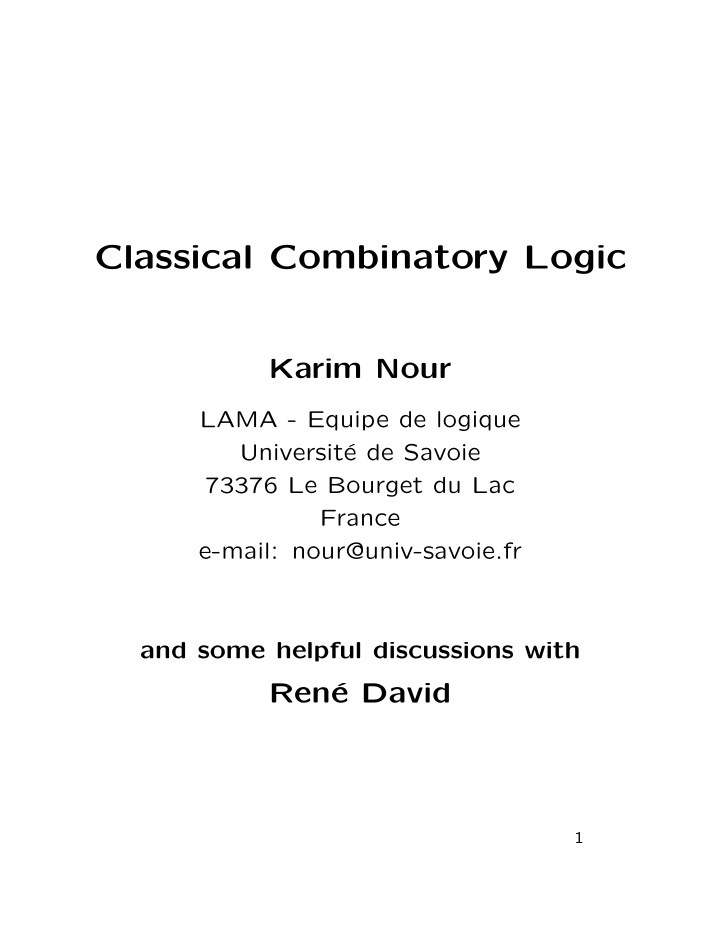 classical combinatory logic