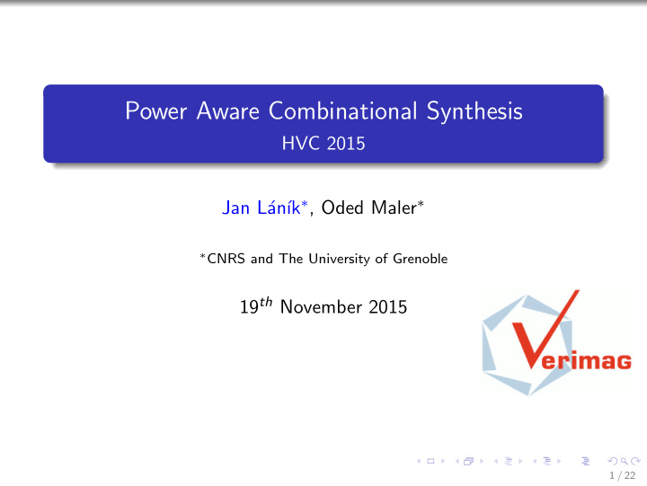 power aware combinational synthesis