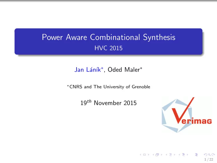 power aware combinational synthesis