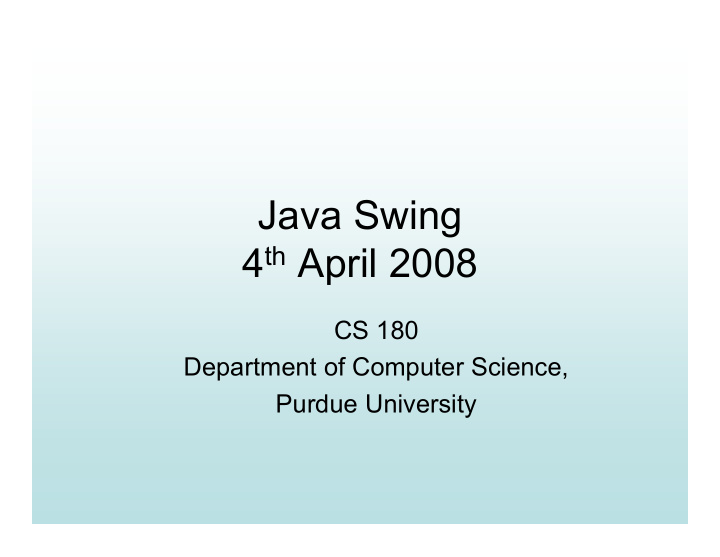 java swing 4 th april 2008