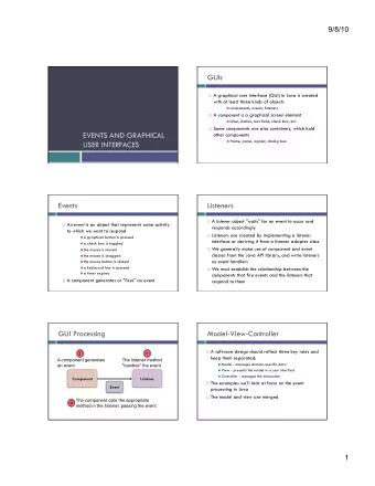 GUIs  A graphical user interface (GUI) in Java is created  with at least three kinds of objects