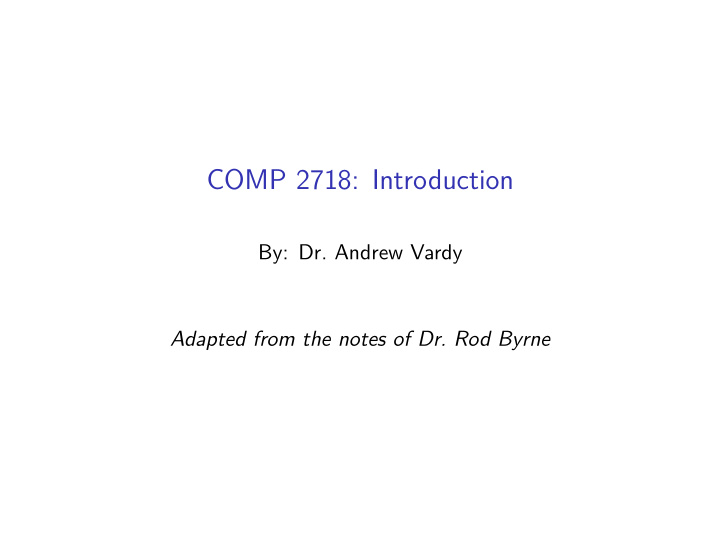 comp 2718 introduction