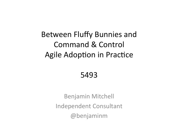 between fluffy bunnies and command control agile adop8on