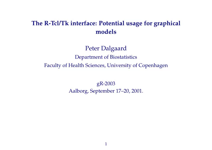 the r tcl tk interface potential usage for graphical