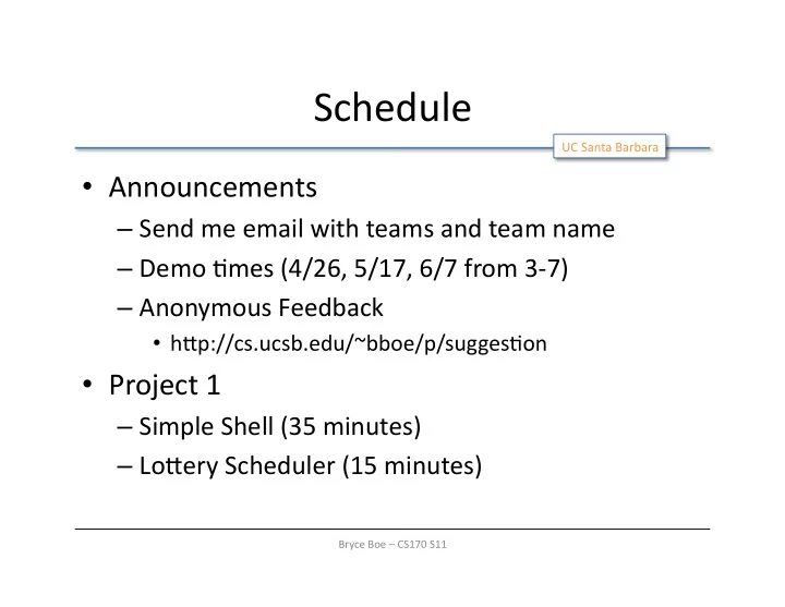 schedule