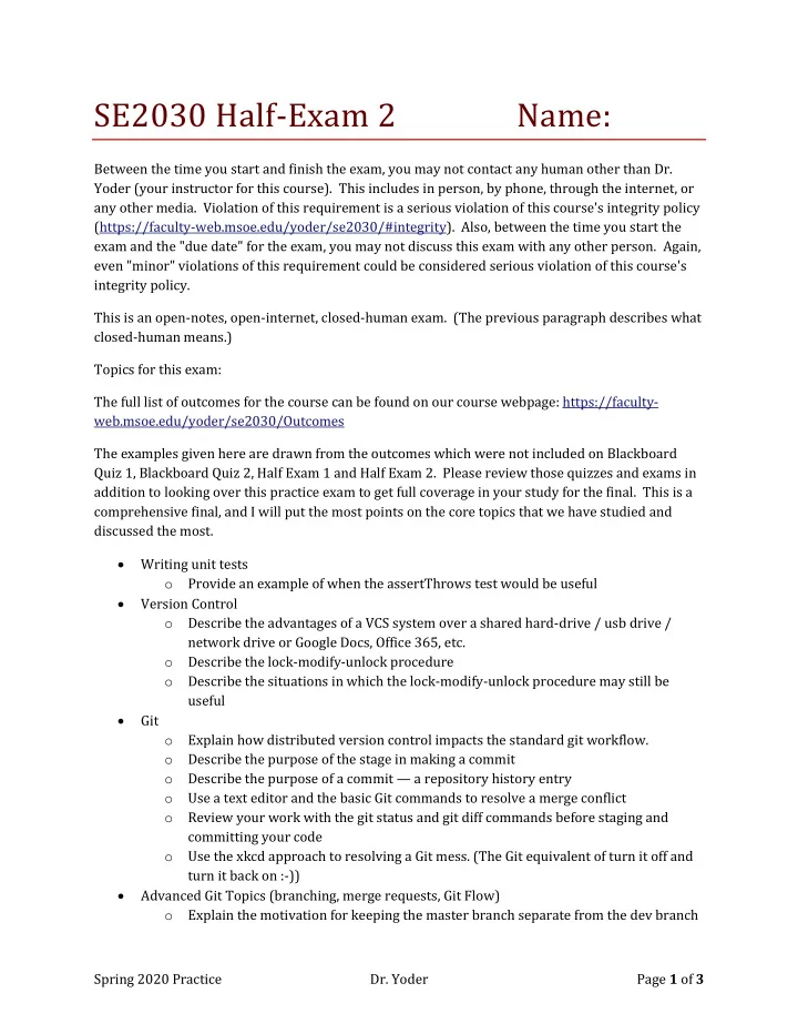 se2030 half exam 2 name
