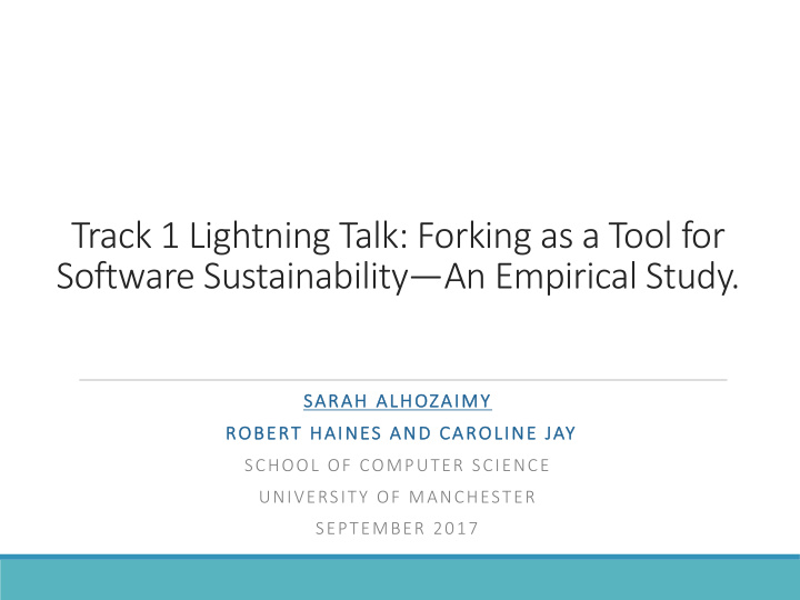 track 1 lightning talk forking as a tool for software