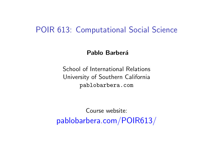 poir 613 computational social science