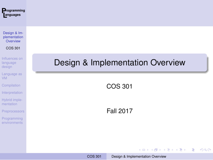design implementation overview