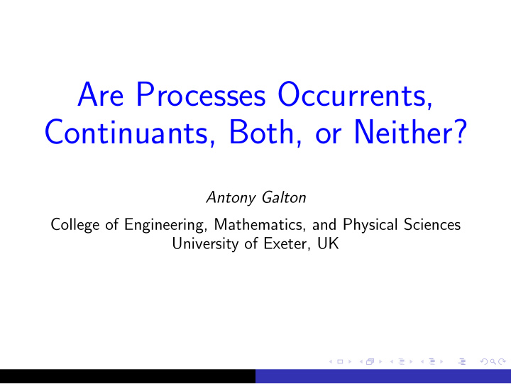 are processes occurrents continuants both or neither