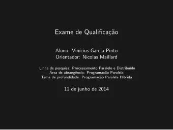 Exame de Qualifica  c  ao  Aluno: Vin  cius Garcia Pinto  Orientador: Nicolas Maillard