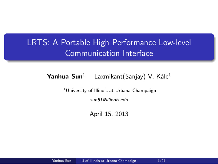 lrts a portable high performance low level communication